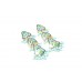 925 Sterling Silver gold rhodium blue multi Enamel Meena dangle Earrings 2.8'